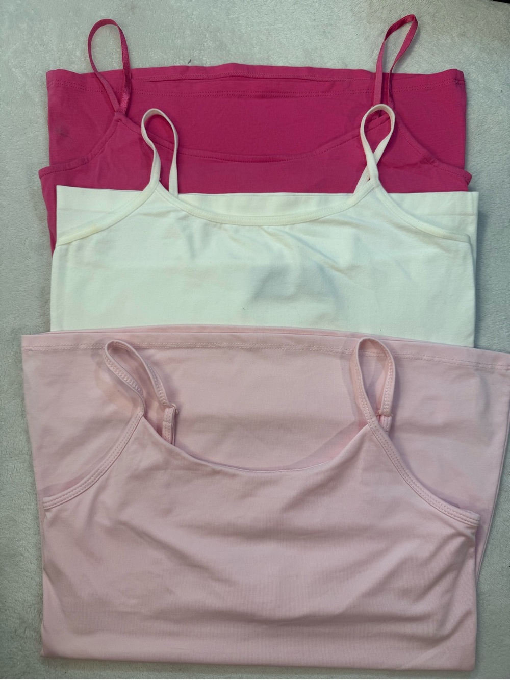 Women’s Cotton Camisole Tank Tops - Pink, White, Rose (3-Pack)